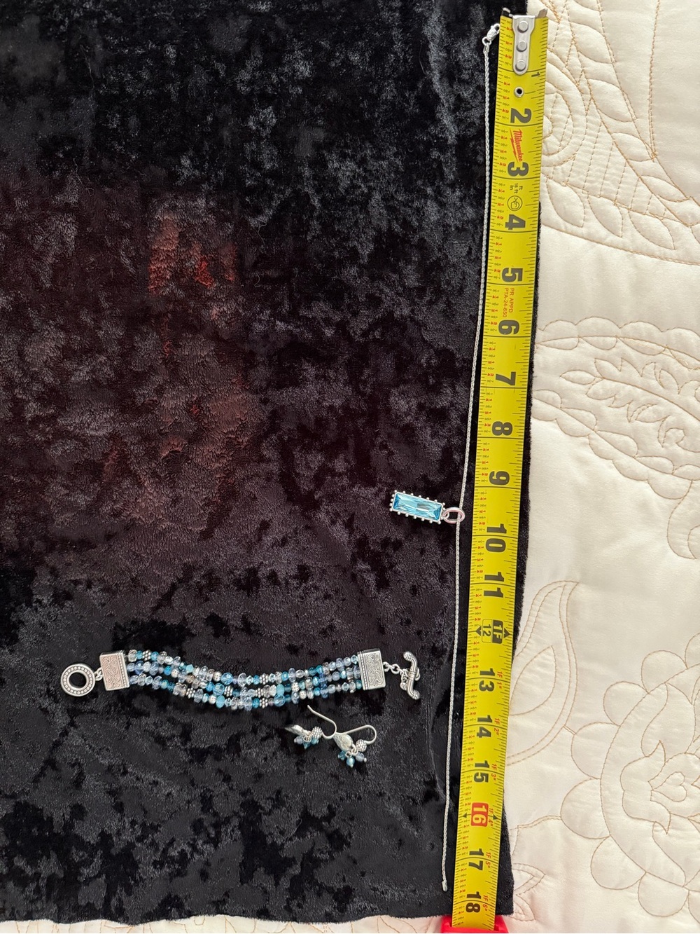 Brighton Silver-Tone Blue Crystal Necklace and Bracelet and earring Set - Picture 4 of 10